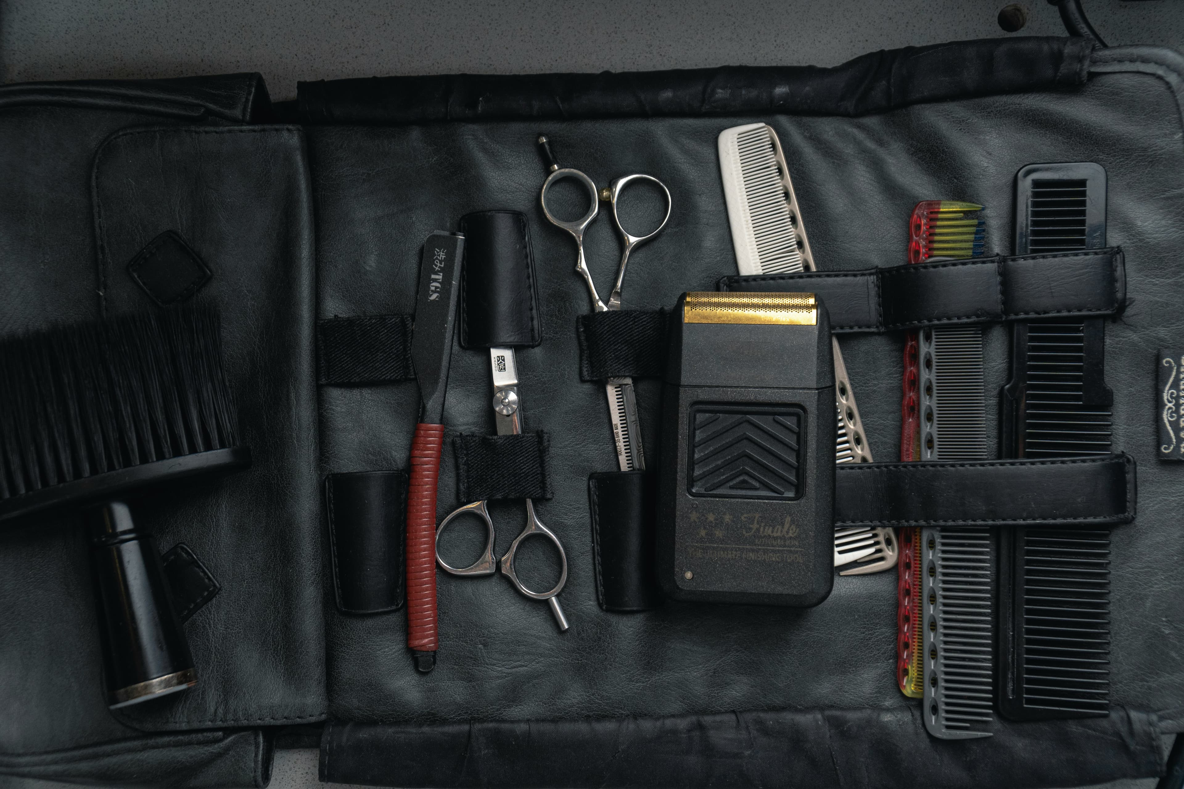 Full display of barber's tools